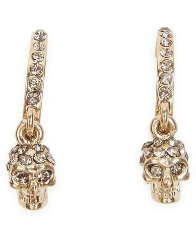 Alexander McQueen Skull Swarovski Crystal Embellished Hoop Earrings - Natural