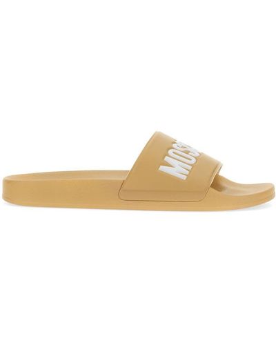 Moschino Sandal With Logo - Natural