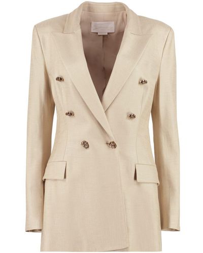 Genny Stretch Double-breasted Blazer - Natural