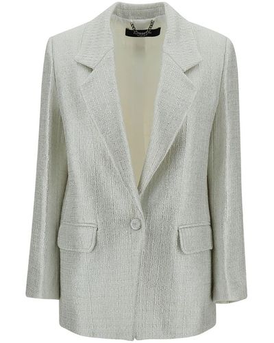 FEDERICA TOSI Silver Single-breasted Jacket With A Single Button In Cotton Blend Man - Grey