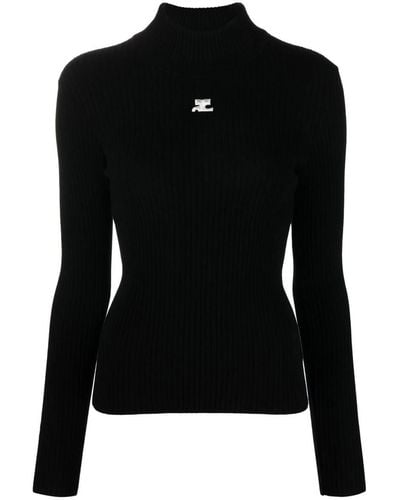 Courreges Ribbed Sweater - Black