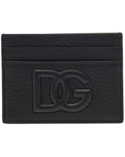 Dolce & Gabbana Black Card-holder With Quilted Logo In Leather Man