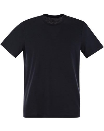 Majestic Filatures Short-sleeved T-shirt In Lyocell And Cotton - Black