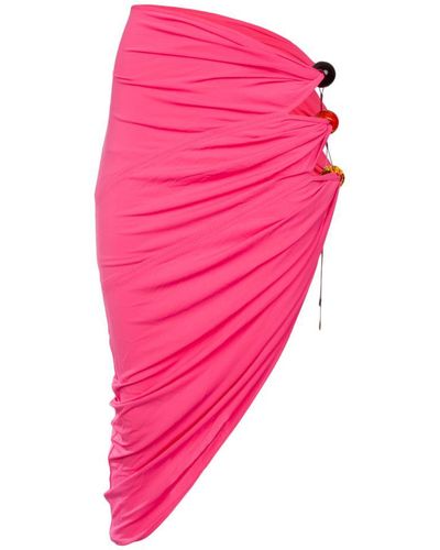Jacquemus Asymmetric Beads Embellished Skirt - Pink