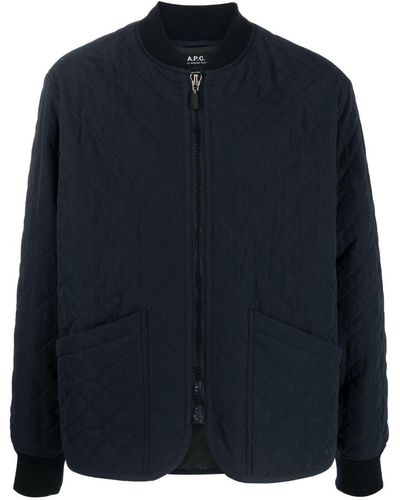 A.P.C. Quilted Bomber Jacket - Blue
