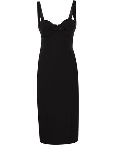 Elisabetta Franchi Crepe Midi Dress With Bows - Black
