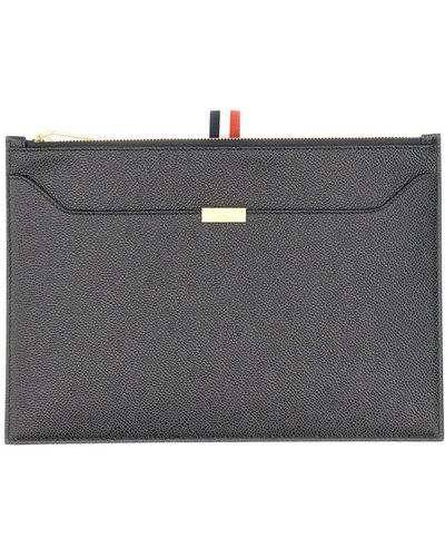 Thom Browne Leather Briefcase - Gray