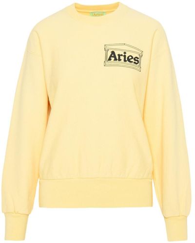 Aries Alabaster Cotton Jersey Fleece Premium Temple Sweatshirt - Yellow
