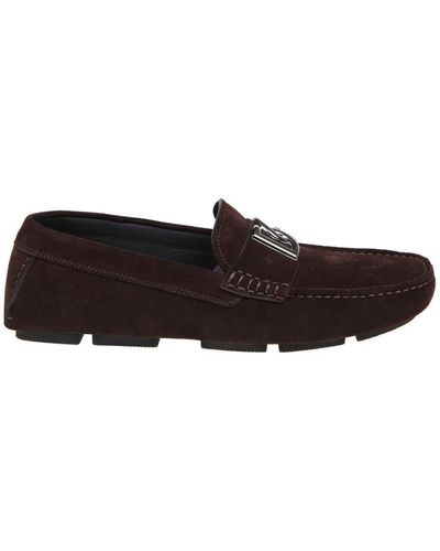 Dolce & Gabbana Ebony Colour Suede Loafers - Brown