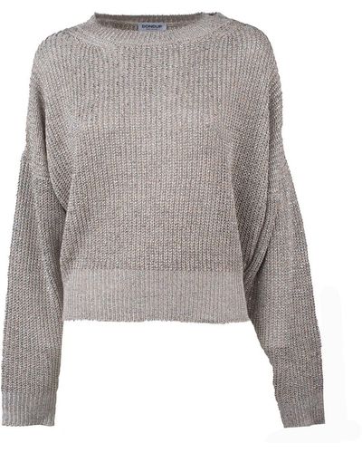 Dondup Silver Viscose Crewneck Sweater - Gray