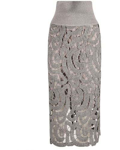 Fabiana Filippi High Ribbed Waist Knitted Skirt - Grey