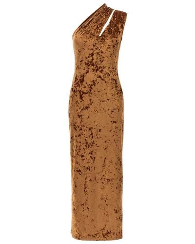 Atlein 'crushed Velvet' Long Dress - Brown