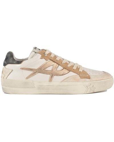 Ash Smooth Leather And Suede Sneakers With Detailing - Natural