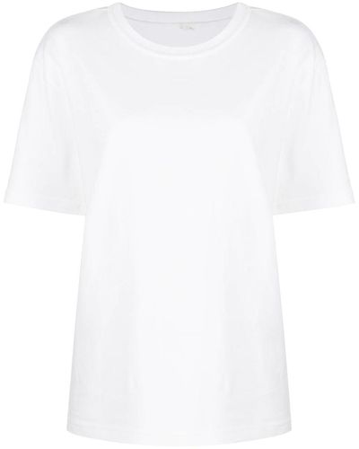 Alexander Wang Essential Jersey Short Sleeve Tee With Puff Logo And Bound Neck - White