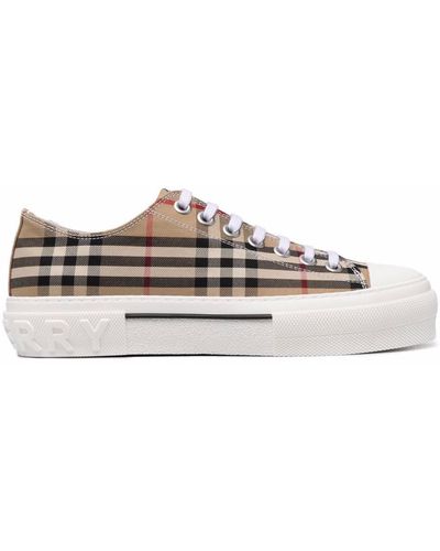 Burberry Vintage Check Motif Cotton Sneakers - Natural