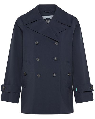 Save The Duck Sofi Double-Breasted Short-Cut Trench Coat - Blue