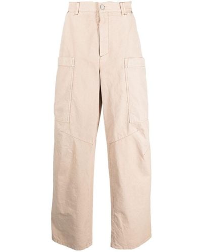 Palm Angels Wide-leg Cotton Cargo Trousers - Natural