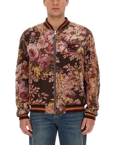 Etro Floral Print Bomber Jacket - Red