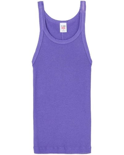 RE/DONE Ribbed Cotton Tank Top - Purple