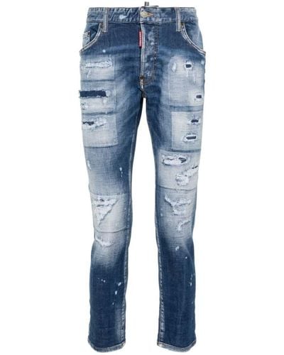 DSquared² Distressed Slim-Leg Jeans - Blue