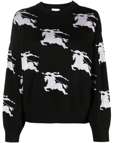 Burberry Allover Logo Cotton Blend Sweater - Black