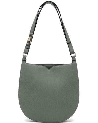Valextra Leather Medium Hobo Bag - Grey