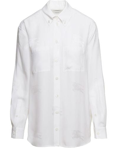 Burberry Silk Jacquard Oversized Shirt - White