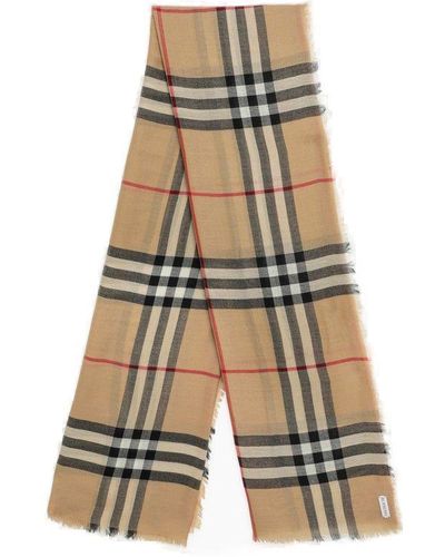 Burberry Scarf With Check Pattern - Natural