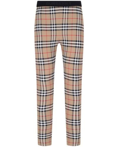 Burberry Tartan Pattern Pants - Gray