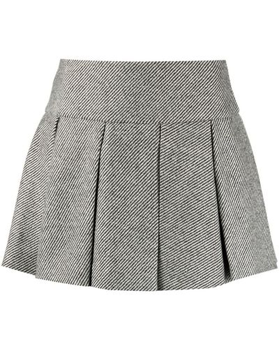 Patou Pleated Structured Wool Miniskirt - Gray