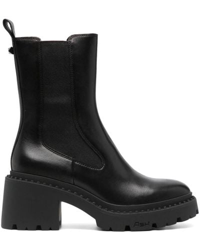 Ash Nico Stud Leather Chelsea Boots - Black