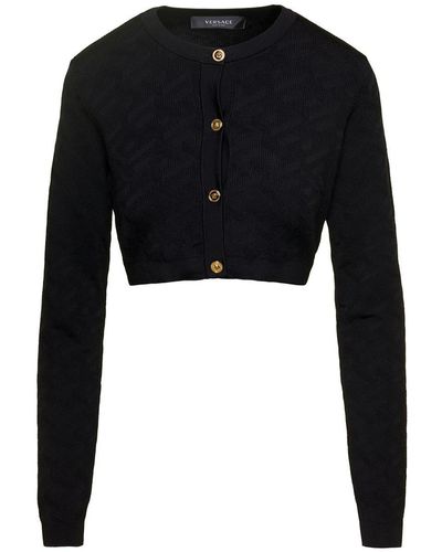 Versace Knit Colour Allover Cardigan - Black