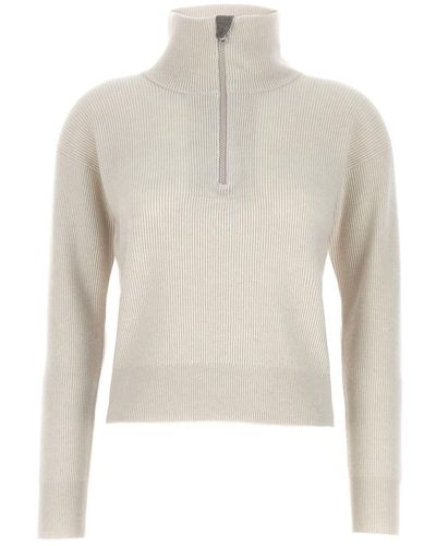 Brunello Cucinelli Monile Zip-up Jumper - White