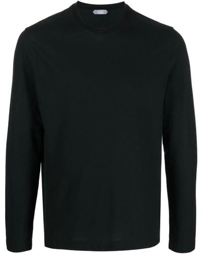 Zanone Long Sleeves T-shirt Clothing - Black