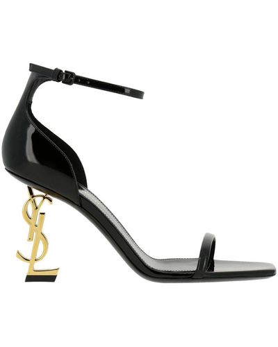 Saint Laurent Opyum Logo Plaque Sandals - Black