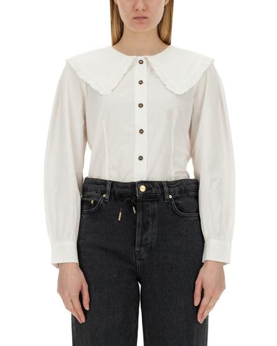 Ganni Cotton Poplin Shirt - White