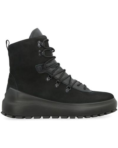 Stone Island Leather Lace-up Boots - Black