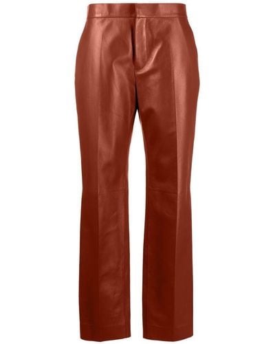 Chloé Leather Straight-leg Trousers - Red