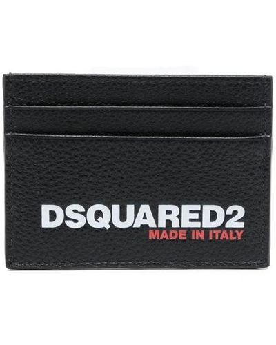 DSquared² Logo Print Leather Cardholder - White