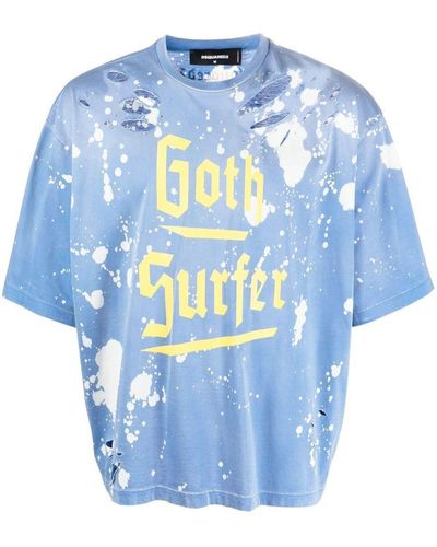 DSquared² Distressed Crew-neck T-shirt - Blue