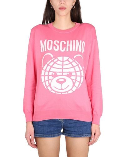 Moschino Cotton Crew Neck Sweater - Pink
