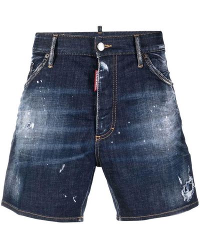 DSquared² Distressed Denim Shorts - Blue
