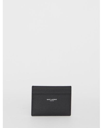 Saint Laurent Black Leather Cardholder - White