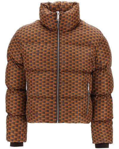 Bally Short Puffer Jacket With Pennant Motif - Brown