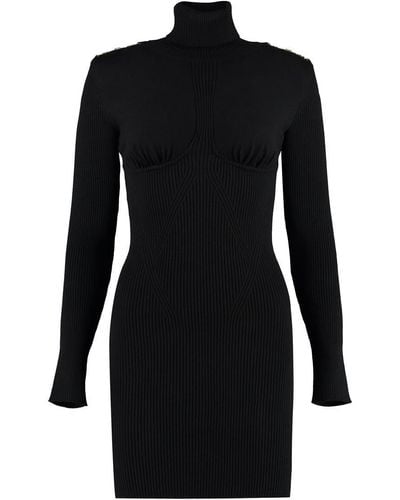 Elisabetta Franchi Black Knitted Turtleneck Dress