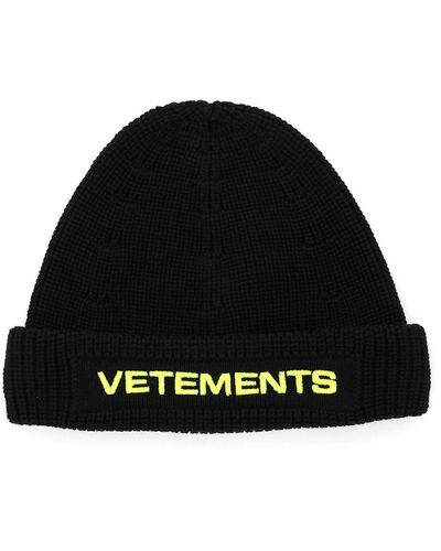 Vetements Logo Beanie Hat - Black
