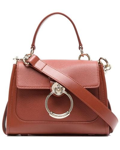 Chloé Tess Mini Leather Handbag - Brown