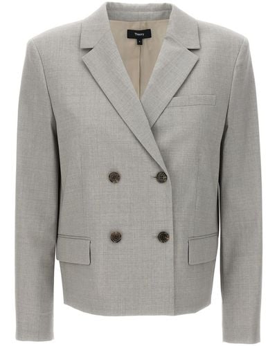 Theory Double-Breasted Blazer - Grey