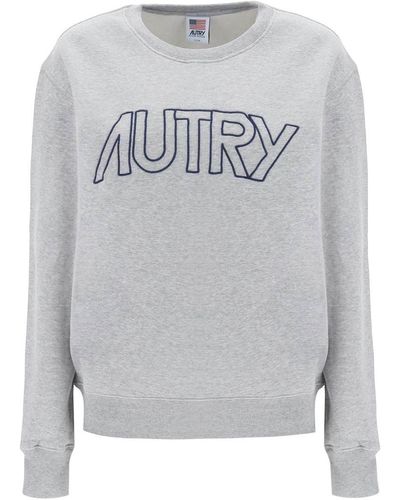 Autry Crew Neck Sweatshirt With Logo Embroidery - Gray