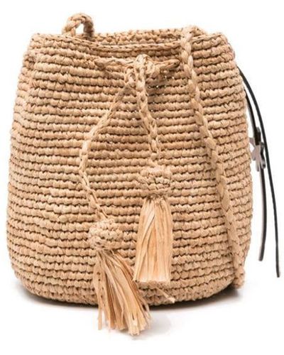 Manebí Beach Mini Raffia Bucket Bag - Natural